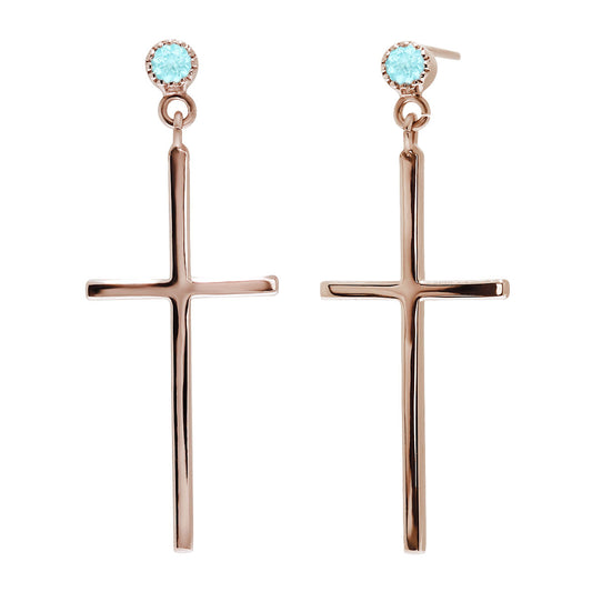 ピアス クロス 揺れる パライバトルマリン レディース スタッドピアス 18k 10k pt900 希少石 可愛い 大人 女性 人気 おしゃれ 彼女 誕生日プレゼント (品番 mp-0070-a-para-l)