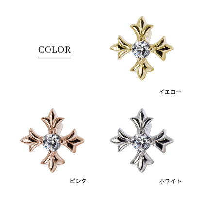 クロス ピアス レディース 両耳 アレキサンドライト スタッド 小ぶり 十字架 K10 K18 PT900 希少石 女性 男性 ユニセックス カップル おそろい (品番 mp-0108-alex-l)