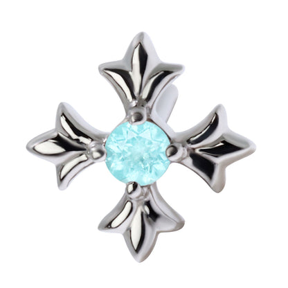 パライバトルマリン メンズ スタッドピアス 片耳用 18金 10金 プラチナ 希少石 一粒 クロス ご褒美 ボーナス モチベーション 上がる 人気 男性 自分用 (品番 mp-0108-para-m)