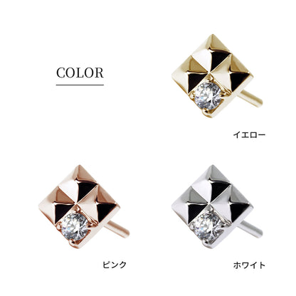 スクエア スタッズ ピアス 片耳 メンズ ベニトアイト 一粒 スタッドピアス pt900 k10 k18 天然石 小ぶり シンプル 男性 かっこいい ジュエリー (品番 mp-0135-beni-m)