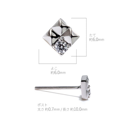 ベニトアイト スクエア ピアス レディース 両耳 希少石 スタッドピアス 小さめ 可愛い 上品 女性 人気 スタッズ 普段使い 小ぶり 天然石ピアス (品番 mp-0135-beni-l)