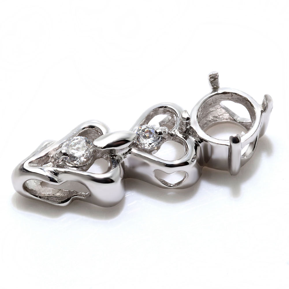 ペンダントトップ ハート RD 4mm 空枠 簡単 セミオーダー ハート 10金 18金 プラチナ シルバー ペンダント 女性 ギフト (品番 mpn-0010-kw)