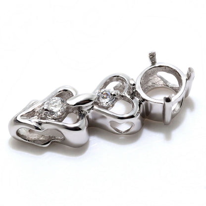 ペンダントトップ ハート RD 4mm 空枠 簡単 セミオーダー ハート 10金 18金 プラチナ シルバー ペンダント 女性 ギフト (品番 mpn-0010-kw)