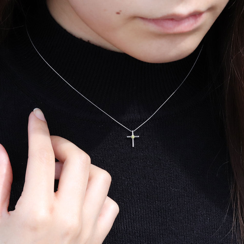 クロス ネックレス K18 プチネックレス レディース 十字架 ペンダント 誕生石 K10 Pt900 一粒ジュエリー  選べる誕生石 クリスマス 誕生日 プレゼント (品番 mpn-0112)