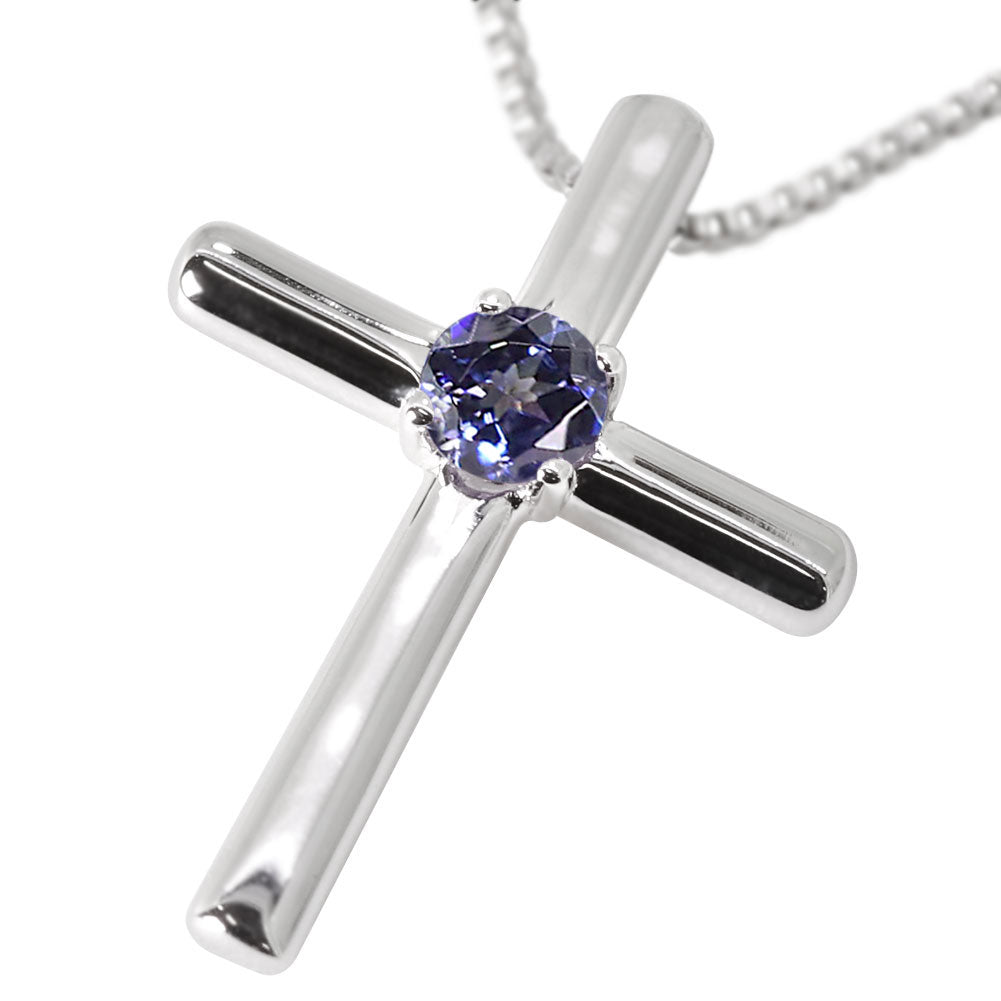 レディース ネックレス 希少石 ベニトアイト K18 K10 Pt900 クロス 十字架 プチネックレス 女性 誕生日 記念日 プレゼント (品番 mpn-0112-beni)