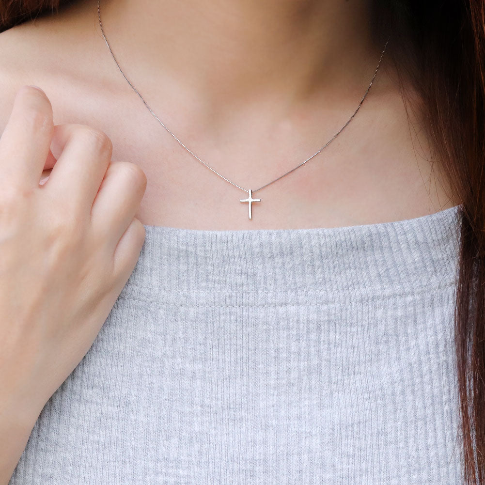 レディースネックレス 18金 ゴールド クロス ペンダント シンプル 10金 プラチナ クロスペンダント 十字架 K10 K18 Pt900 選べる誕生石 ギフト (品番 mpn-0112-normal)