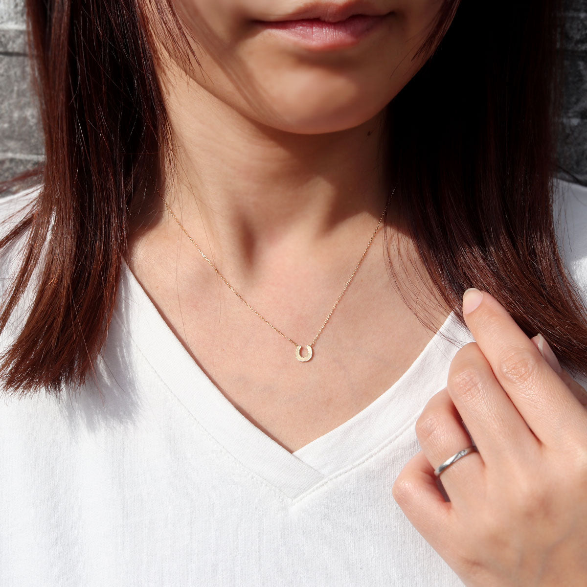 馬蹄 ネックレス k18 ホースシュー レディース 10金 18金 プラチナ プチネックレス シンプル 可愛い 彼女 プレゼント 角小豆チェーン おしゃれ (品番 mpn-0148)