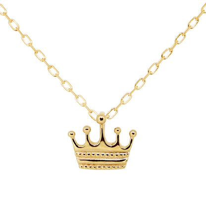 王冠 プチネックレス 可愛い 18金 プラチナ 10金 ペンダント シンプル クラウン ネックレス 大人 女子 オフィス カジュアル 普段使い ギフト おすすめ (品番 mpn-0152)