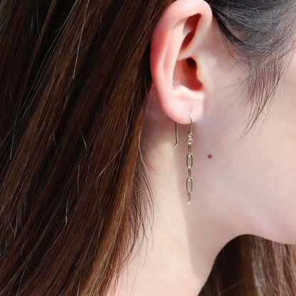 レディース ピアス ロング K18 ペーパークリップ チェーン フックピアス 揺れる 18k ゴールド  チェーンピアス 18金 シンプル かわいい 大人 (品番 mpp-pc-065)