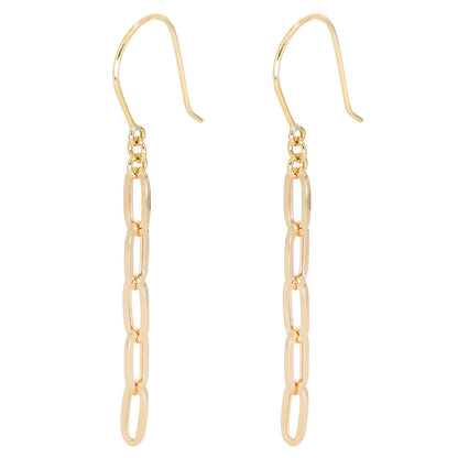 レディース ピアス ロング K18 ペーパークリップ チェーン フックピアス 揺れる 18k ゴールド  チェーンピアス 18金 シンプル かわいい 大人 (品番 mpp-pc-065)