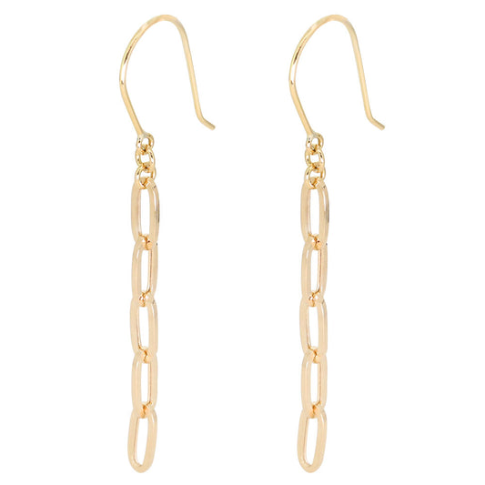 レディース ピアス ロング K18 ペーパークリップ チェーン フックピアス 揺れる 18k ゴールド  チェーンピアス 18金 シンプル かわいい 大人 (品番 mpp-pc-065)