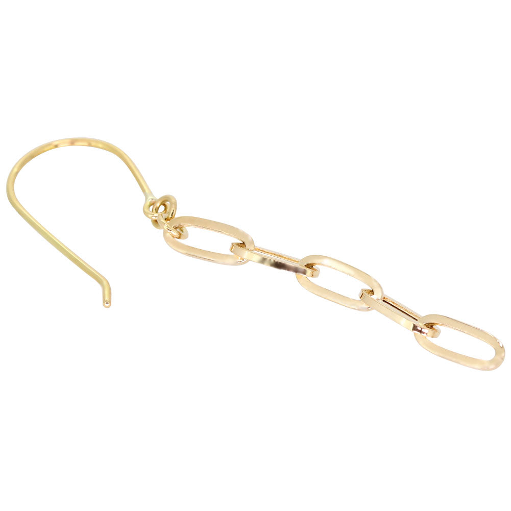 レディース ピアス ロング K18 ペーパークリップ チェーン フックピアス 揺れる 18k ゴールド  チェーンピアス 18金 シンプル かわいい 大人 (品番 mpp-pc-065)