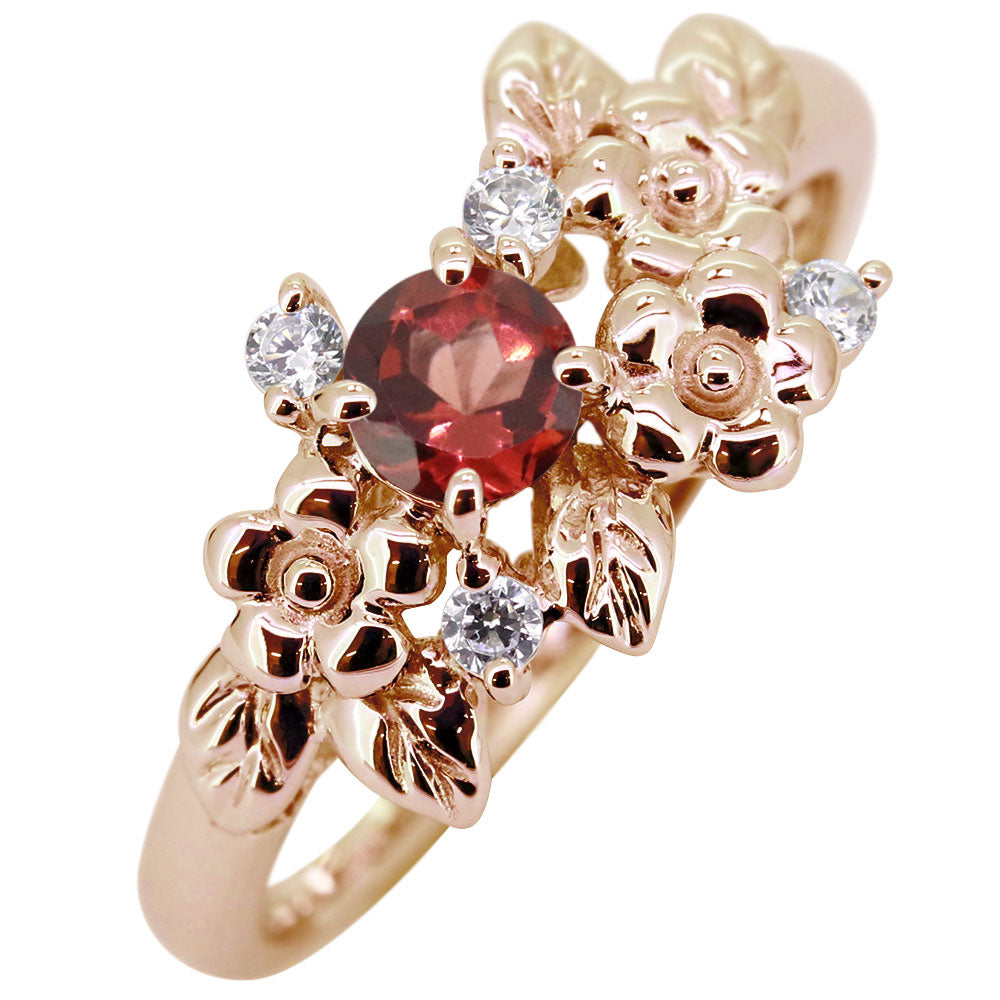 フラワーリング 指輪 レディース 選べる誕生石 花 フラワーモチーフ 女性 おしゃれ 母の日 プレゼント 天然石 pt900 K18 K10 SV925 (品番 mpr-0009)