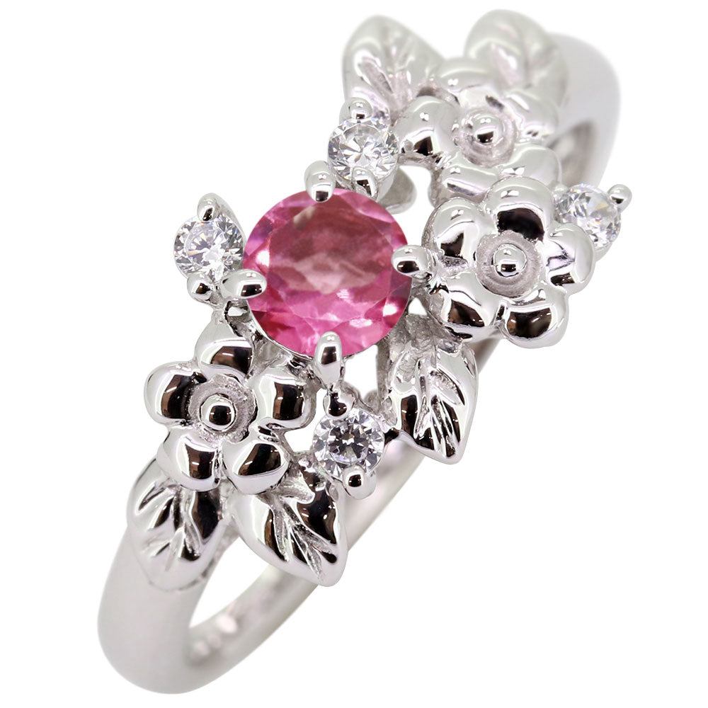 フラワーリング 指輪 レディース 選べる誕生石 花 フラワーモチーフ 女性 おしゃれ 母の日 プレゼント 天然石 pt900 K18 K10 SV925 (品番 mpr-0009)