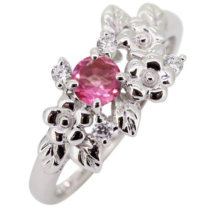 フラワーリング 指輪 レディース 選べる誕生石 花 フラワーモチーフ 女性 おしゃれ 母の日 プレゼント 天然石 pt900 K18 K10 SV925 (品番 mpr-0009)