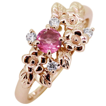 フラワーリング 指輪 レディース 選べる誕生石 花 フラワーモチーフ 女性 おしゃれ 母の日 プレゼント 天然石 pt900 K18 K10 SV925 (品番 mpr-0009)