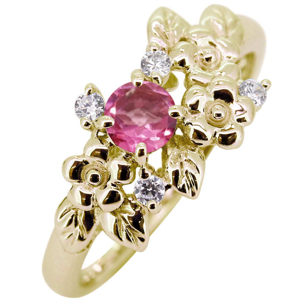 フラワーリング 指輪 レディース 選べる誕生石 花 フラワーモチーフ 女性 おしゃれ 母の日 プレゼント 天然石 pt900 K18 K10 SV925 (品番 mpr-0009)