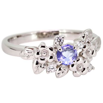 フラワーリング 指輪 レディース 選べる誕生石 花 フラワーモチーフ 女性 おしゃれ 母の日 プレゼント 天然石 pt900 K18 K10 SV925 (品番 mpr-0009)