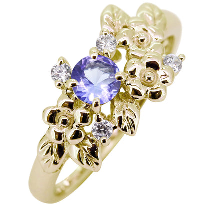 フラワーリング 指輪 レディース 選べる誕生石 花 フラワーモチーフ 女性 おしゃれ 母の日 プレゼント 天然石 pt900 K18 K10 SV925 (品番 mpr-0009)