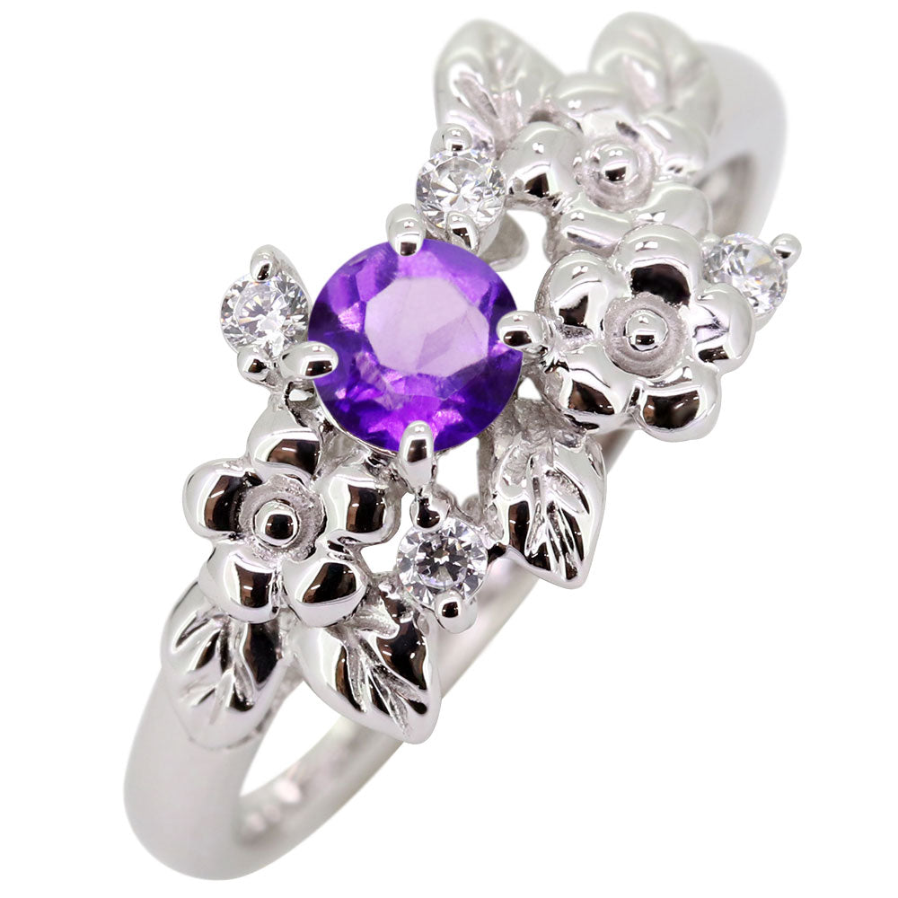 フラワーリング 指輪 レディース 選べる誕生石 花 フラワーモチーフ 女性 おしゃれ 母の日 プレゼント 天然石 pt900 K18 K10 SV925 (品番 mpr-0009)