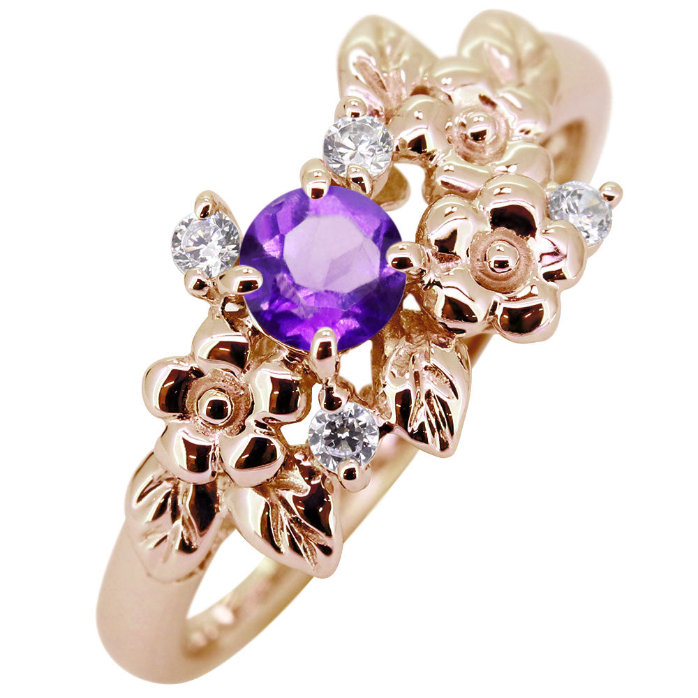 フラワーリング 指輪 レディース 選べる誕生石 花 フラワーモチーフ 女性 おしゃれ 母の日 プレゼント 天然石 pt900 K18 K10 SV925 (品番 mpr-0009)