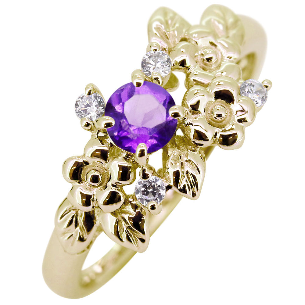 フラワーリング 指輪 レディース 選べる誕生石 花 フラワーモチーフ 女性 おしゃれ 母の日 プレゼント 天然石 pt900 K18 K10 SV925 (品番 mpr-0009)