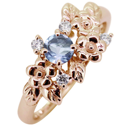 フラワーリング 指輪 レディース 選べる誕生石 花 フラワーモチーフ 女性 おしゃれ 母の日 プレゼント 天然石 pt900 K18 K10 SV925 (品番 mpr-0009)