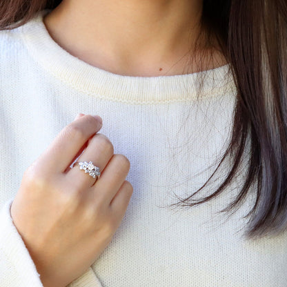 フラワーリング 指輪 レディース 選べる誕生石 花 フラワーモチーフ 女性 おしゃれ 母の日 プレゼント 天然石 pt900 K18 K10 SV925 (品番 mpr-0009)