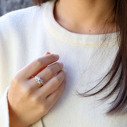 フラワーリング 指輪 レディース 選べる誕生石 花 フラワーモチーフ 女性 おしゃれ 母の日 プレゼント 天然石 pt900 K18 K10 SV925 (品番 mpr-0009)