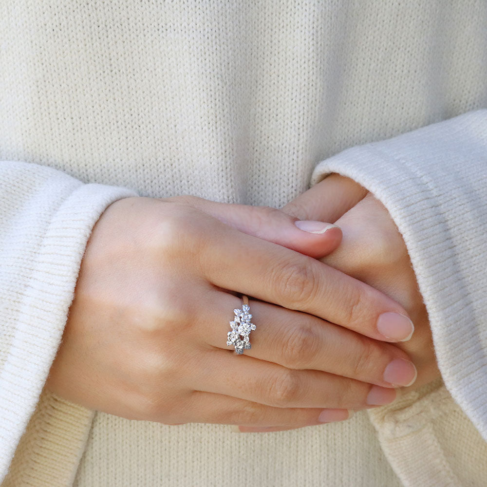 フラワーリング 指輪 レディース 選べる誕生石 花 フラワーモチーフ 女性 おしゃれ 母の日 プレゼント 天然石 pt900 K18 K10 SV925 (品番 mpr-0009)