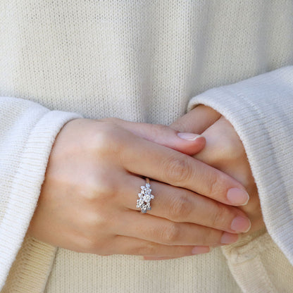 フラワーリング 指輪 レディース 選べる誕生石 花 フラワーモチーフ 女性 おしゃれ 母の日 プレゼント 天然石 pt900 K18 K10 SV925 (品番 mpr-0009)