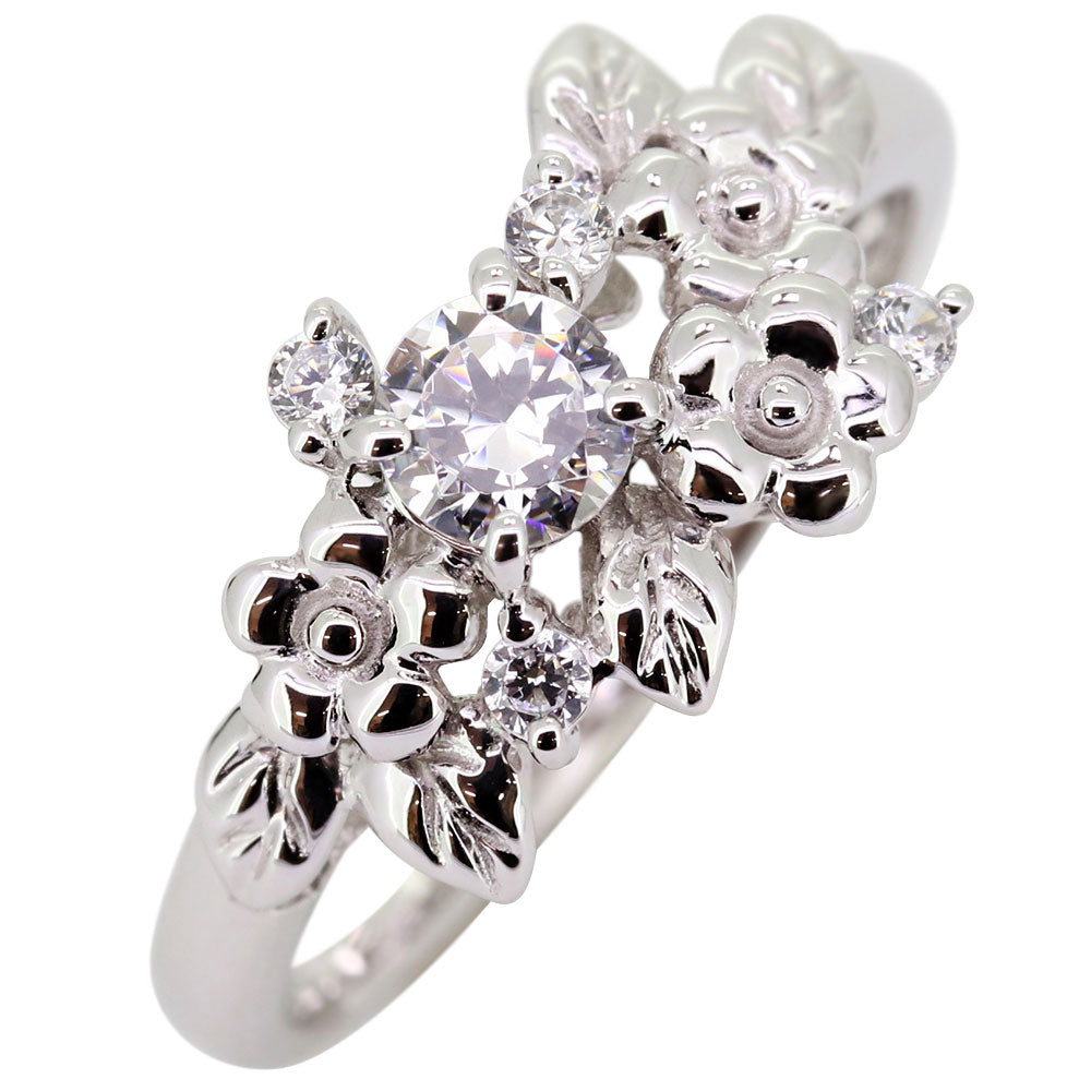 フラワーリング 指輪 レディース 選べる誕生石 花 フラワーモチーフ 女性 おしゃれ 母の日 プレゼント 天然石 pt900 K18 K10 SV925 (品番 mpr-0009)