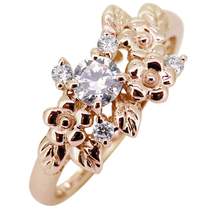 フラワーリング 指輪 レディース 選べる誕生石 花 フラワーモチーフ 女性 おしゃれ 母の日 プレゼント 天然石 pt900 K18 K10 SV925 (品番 mpr-0009)