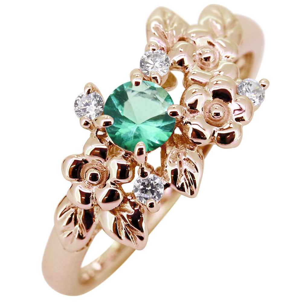 フラワーリング 指輪 レディース 選べる誕生石 花 フラワーモチーフ 女性 おしゃれ 母の日 プレゼント 天然石 pt900 K18 K10 SV925 (品番 mpr-0009)