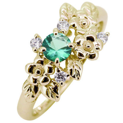 フラワーリング 指輪 レディース 選べる誕生石 花 フラワーモチーフ 女性 おしゃれ 母の日 プレゼント 天然石 pt900 K18 K10 SV925 (品番 mpr-0009)