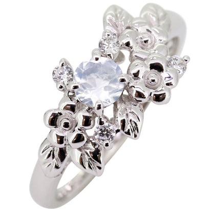 フラワーリング 指輪 レディース 選べる誕生石 花 フラワーモチーフ 女性 おしゃれ 母の日 プレゼント 天然石 pt900 K18 K10 SV925 (品番 mpr-0009)