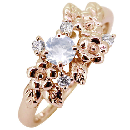 フラワーリング 指輪 レディース 選べる誕生石 花 フラワーモチーフ 女性 おしゃれ 母の日 プレゼント 天然石 pt900 K18 K10 SV925 (品番 mpr-0009)