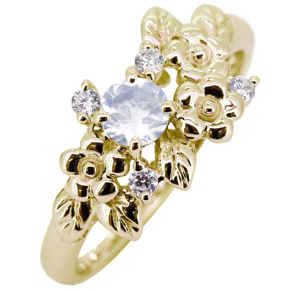 フラワーリング 指輪 レディース 選べる誕生石 花 フラワーモチーフ 女性 おしゃれ 母の日 プレゼント 天然石 pt900 K18 K10 SV925 (品番 mpr-0009)