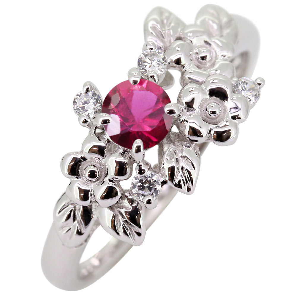 フラワーリング 指輪 レディース 選べる誕生石 花 フラワーモチーフ 女性 おしゃれ 母の日 プレゼント 天然石 pt900 K18 K10 SV925 (品番 mpr-0009)