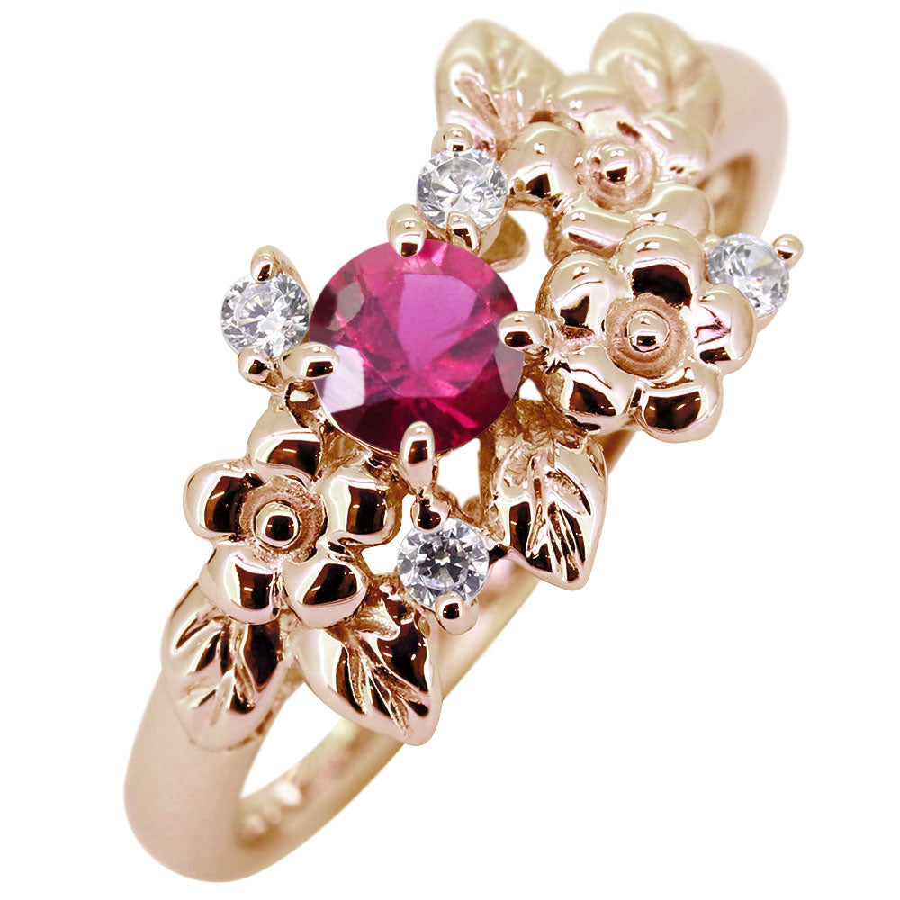 フラワーリング 指輪 レディース 選べる誕生石 花 フラワーモチーフ 女性 おしゃれ 母の日 プレゼント 天然石 pt900 K18 K10 SV925 (品番 mpr-0009)