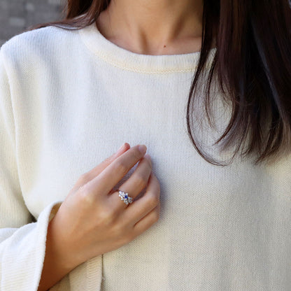 フラワーリング 指輪 レディース 選べる誕生石 花 フラワーモチーフ 女性 おしゃれ 母の日 プレゼント 天然石 pt900 K18 K10 SV925 (品番 mpr-0009)