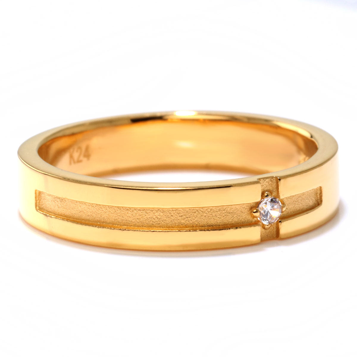 24金 純金 クロスリング ダイヤモンド 0.02ct 一粒 指輪 レディース メンズ ペアリング ブルーダイヤ 結婚記念日 10周年 高級 ジュエリー 記念日 ギフト (品番 mpr-0025-k24-l)