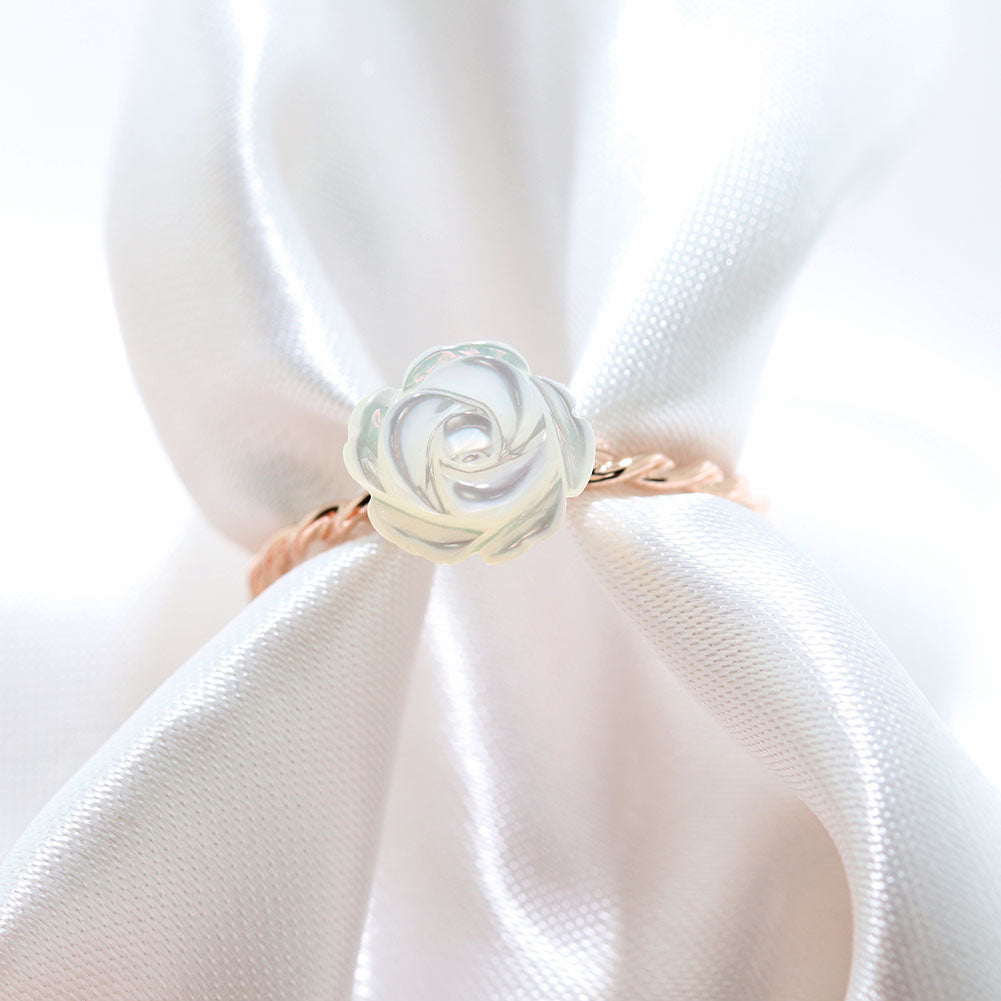 白蝶貝 シンプル リング 18金 薔薇 指輪 レディースリング プラチナ 10金 フラワー ホワイトローズ 花 大人 可愛い 誕生日 記念日 贈り物 (品番 mpr-0029)