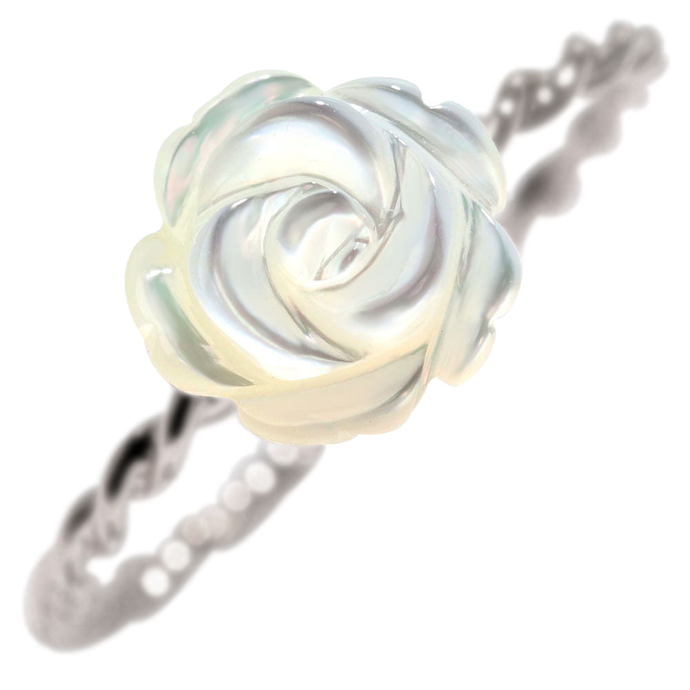白蝶貝 シンプル リング 18金 薔薇 指輪 レディースリング プラチナ 10金 フラワー ホワイトローズ 花 大人 可愛い 誕生日 記念日 贈り物 (品番 mpr-0029)