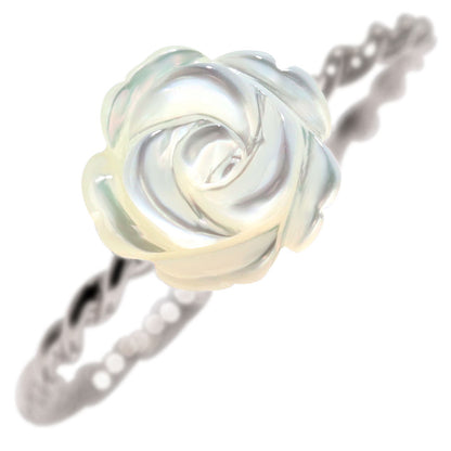 白蝶貝 シンプル リング 18金 薔薇 指輪 レディースリング プラチナ 10金 フラワー ホワイトローズ 花 大人 可愛い 誕生日 記念日 贈り物 (品番 mpr-0029)