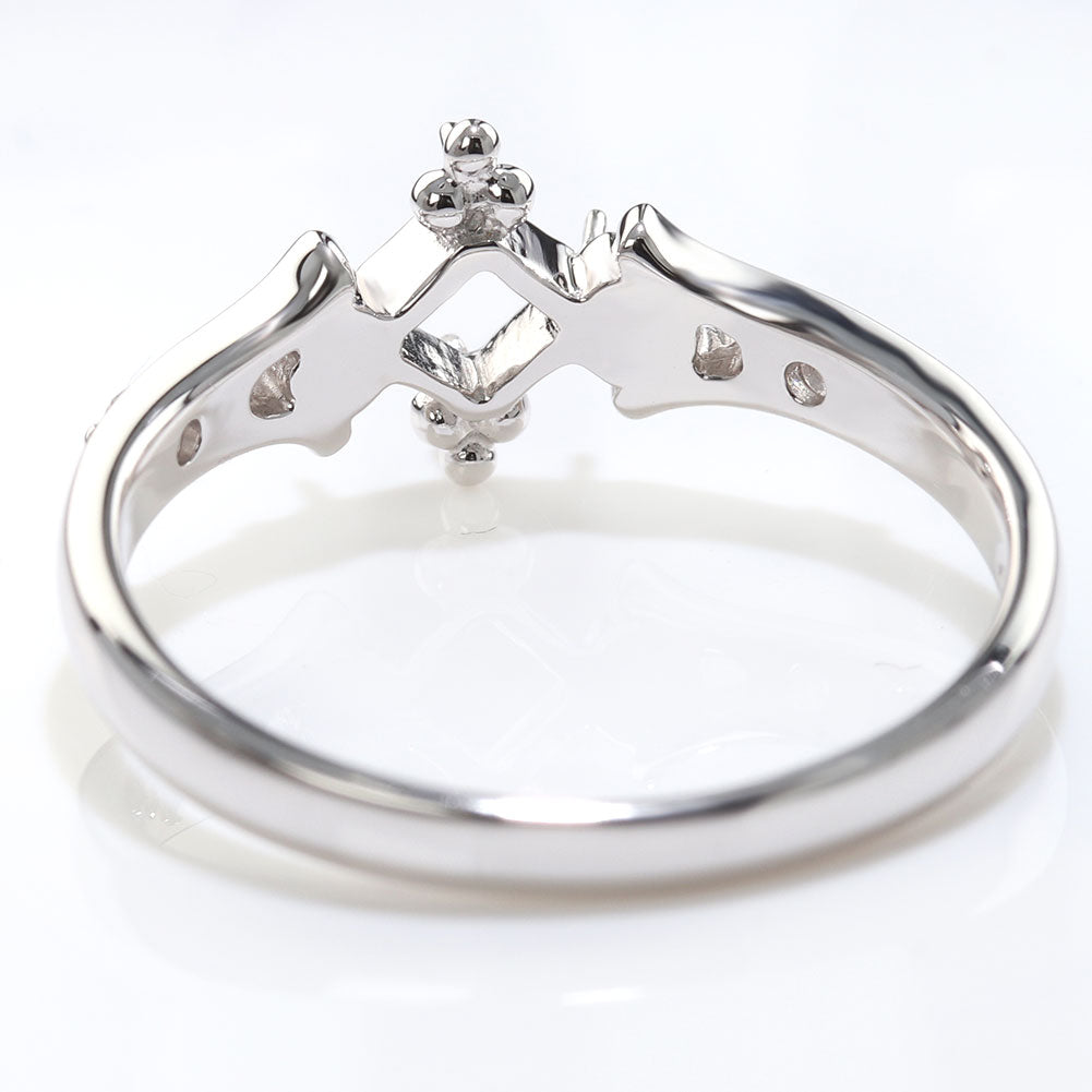 セミオーダー カスタムルース 指輪 空枠 プリンセス リング 簡単 Pt900 K18 K10 sv925 かわいい スクエア 3.5mm リング 王冠 人魚姫 アンティーク (品番 mpr-0031-kw)