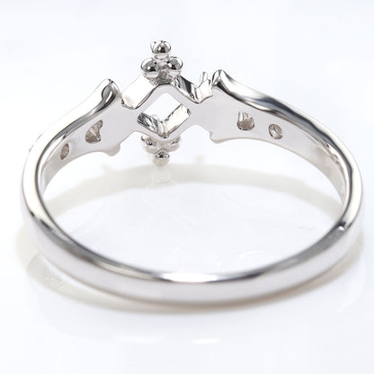 セミオーダー カスタムルース 指輪 空枠 プリンセス リング 簡単 Pt900 K18 K10 sv925 かわいい スクエア 3.5mm リング 王冠 人魚姫 アンティーク (品番 mpr-0031-kw)