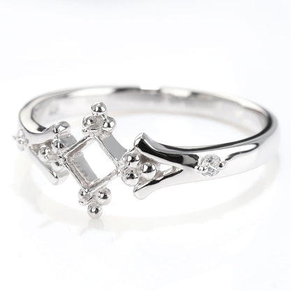 セミオーダー カスタムルース 指輪 空枠 プリンセス リング 簡単 Pt900 K18 K10 sv925 かわいい スクエア 3.5mm リング 王冠 人魚姫 アンティーク (品番 mpr-0031-kw)