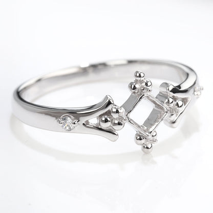 セミオーダー カスタムルース 指輪 空枠 プリンセス リング 簡単 Pt900 K18 K10 sv925 かわいい スクエア 3.5mm リング 王冠 人魚姫 アンティーク (品番 mpr-0031-kw)