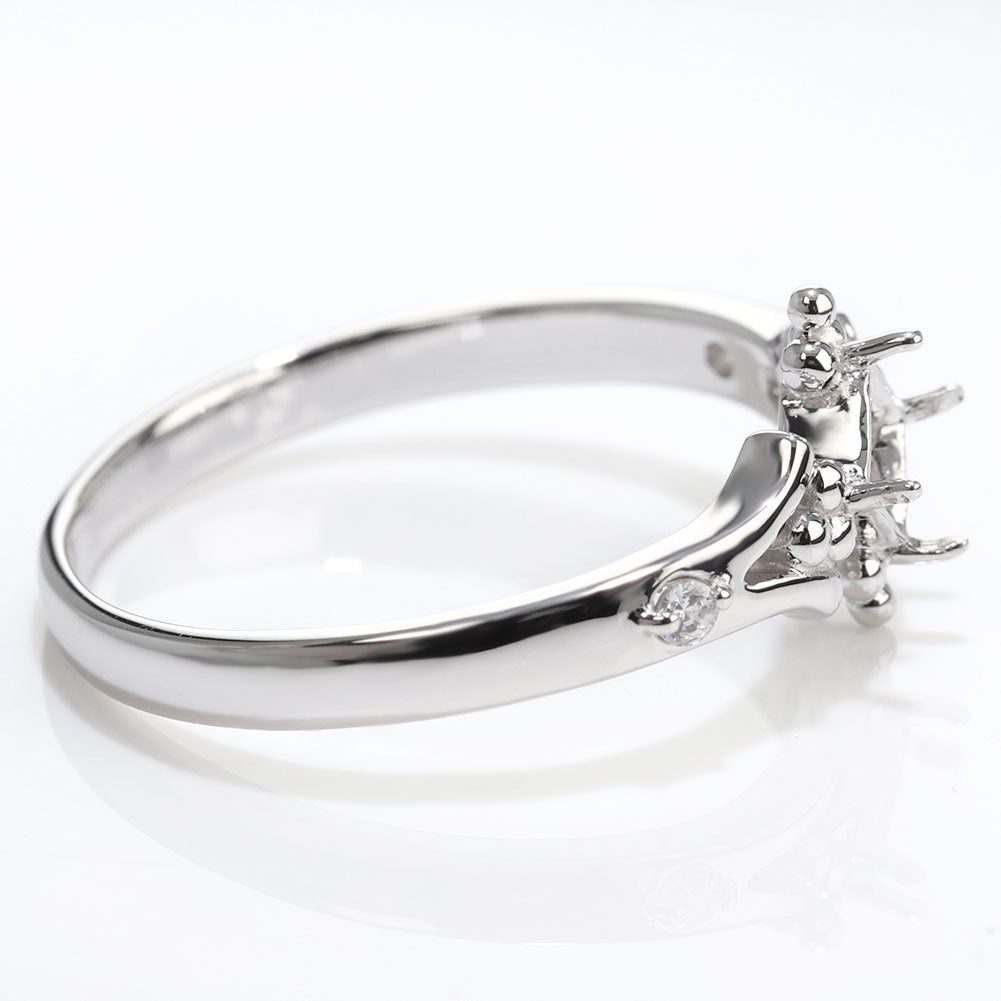 セミオーダー カスタムルース 指輪 空枠 プリンセス リング 簡単 Pt900 K18 K10 sv925 かわいい スクエア 3.5mm リング 王冠 人魚姫 アンティーク (品番 mpr-0031-kw)